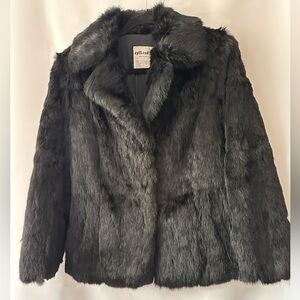 Chic Black 100% Rabbit Fur Teddy Jacket